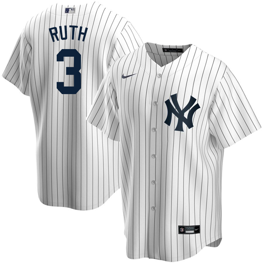 2020 Nike Men #3 Babe Ruth New York Yankees Baseball Jerseys Sale-White
